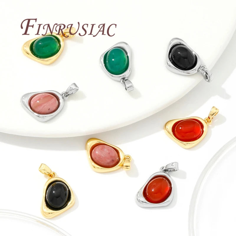 18K Gold Plated Natural Stone Charms – DIY Jewelry Pendants Jewelry Making Charms P3
