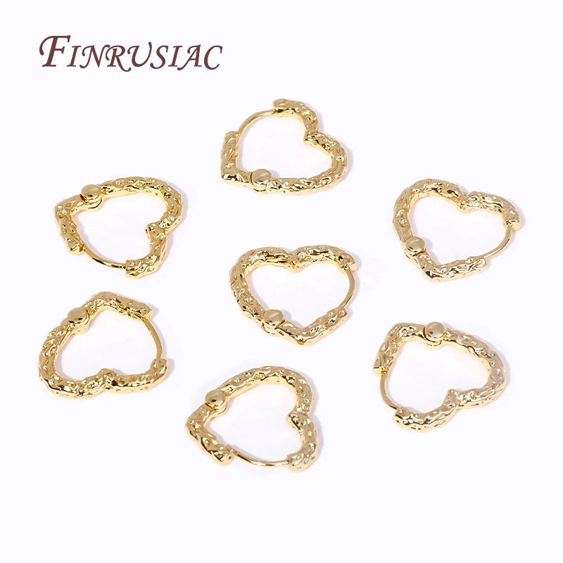 18K Gold Plated Heart Hoop Earrings – Brass & Zircon Women's Hoop Earrings P3