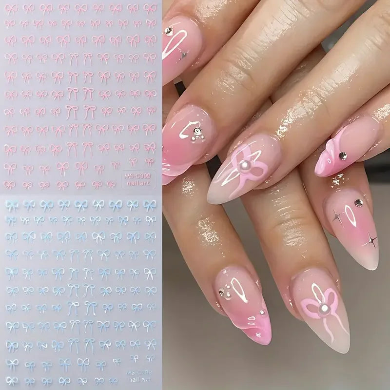 Mini Bowknot Nail Art Stickers – Lace Bow Butterfly Decals Nail Art Stickers P3