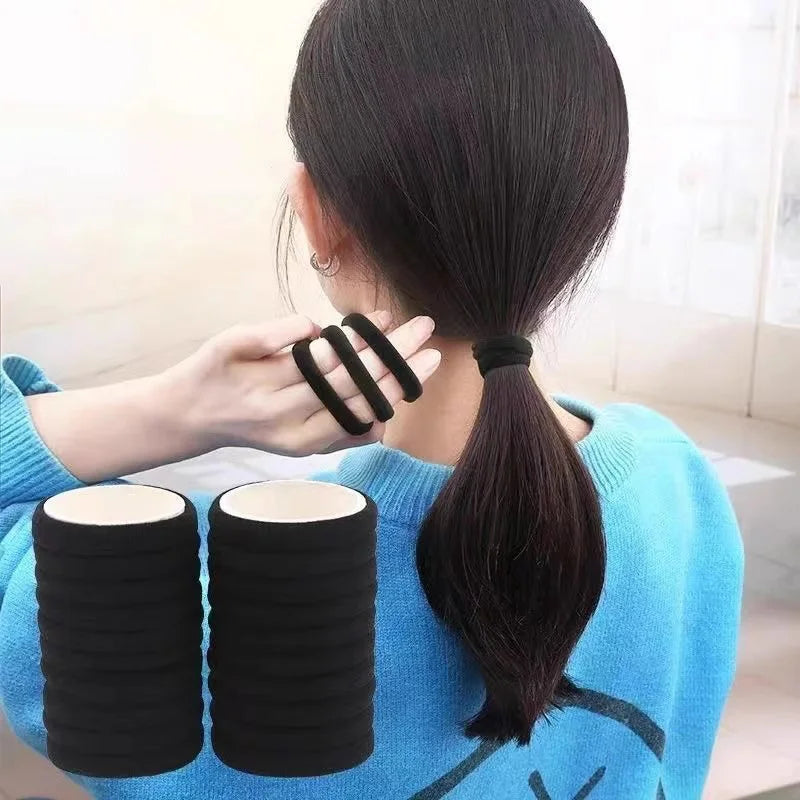 50-Pack Black Elastic Hair Bands – Ponytail Holders for Women Elastic Hair Bands P3