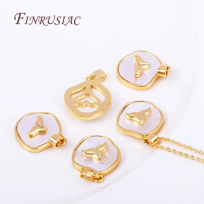 Natural Shell Fishtail Gold-Plated Pendant Charm – DIY Jewelry Pendant Charm P3