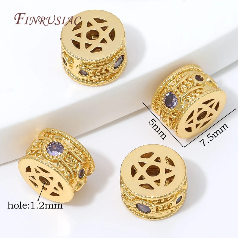 18K Gold Plated CZ Paved Round Spacer Beads | Jewelry Making Jewelry Spacer Beads P3 18K Real Gold Plated 2 pieces