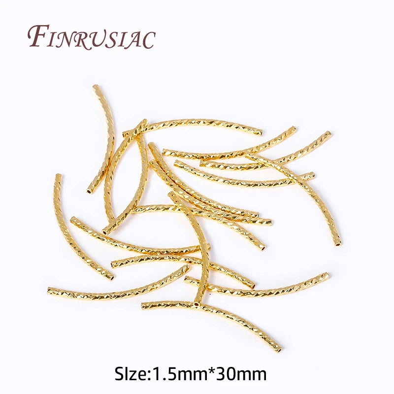 18K Gold Plated Curved Tube Beads 20/25/30mm – DIY Jewelry Jewelry Making Beads P3 18K Gold Plated 30 Pieces