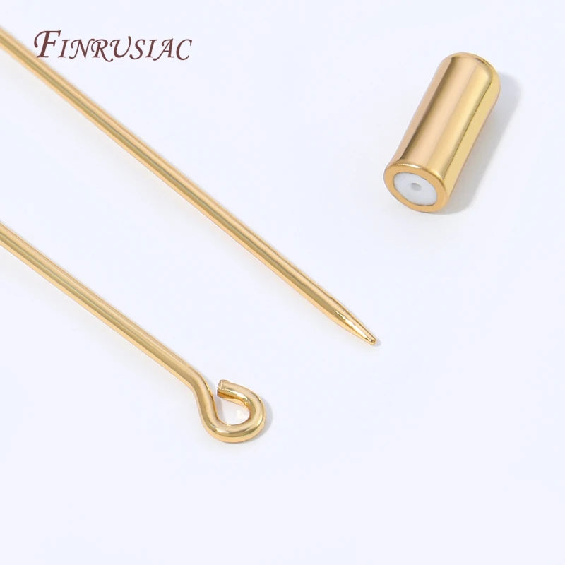18K Gold Plated 70mm Brooch Pin Stem with Cap | DIY Jewelry Brooch Pin Finding P3