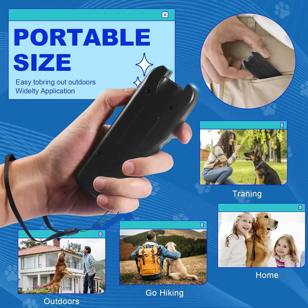 Ultrasonic Dog Repeller Anti-Barking Trainer with LED | Black Dog Training Device P3