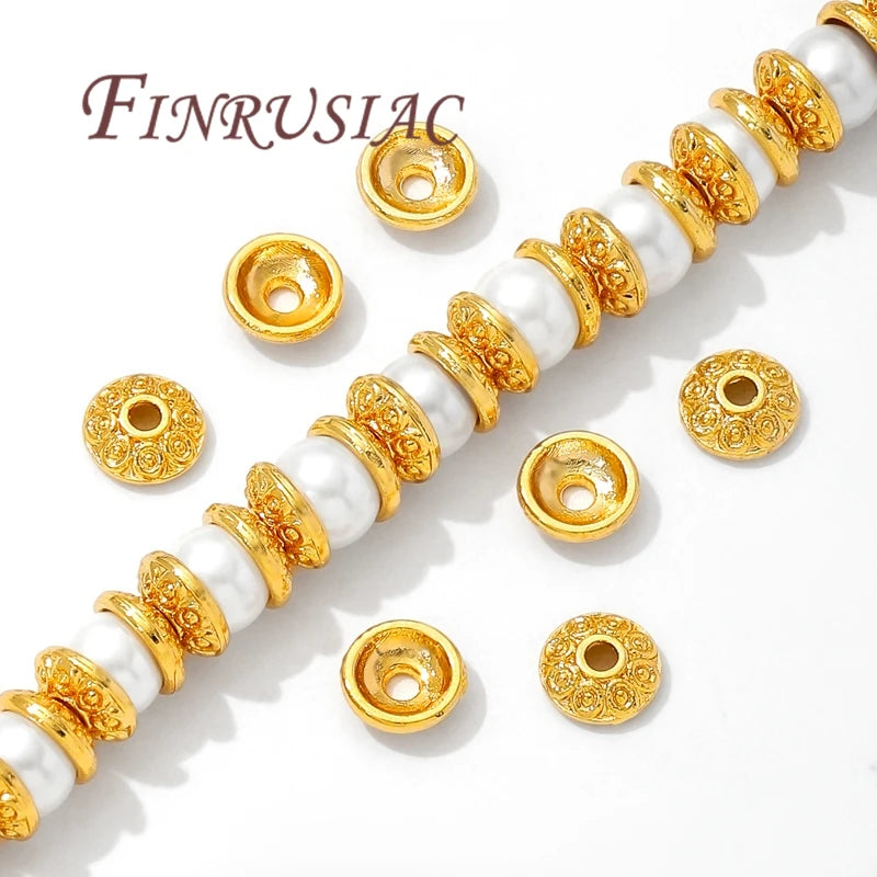 18K Gold Plated Round Bead Caps 7mm – DIY Jewelry Spacer Findings Jewelry Bead Caps P3