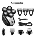 6-in-1 Men's Cordless Electric Rotary Shaver | USB Rechargeable Electric Rotary Shaver P3 Black USB Type-C