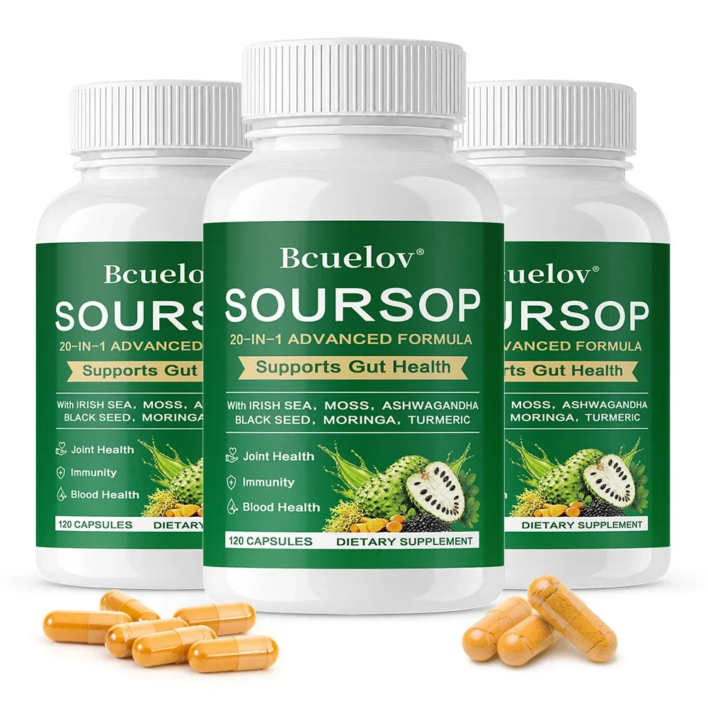 Graviola Soursop Supplement – Immune & Cell Support Capsules Herbal Supplement P3 120 count-3 bottle