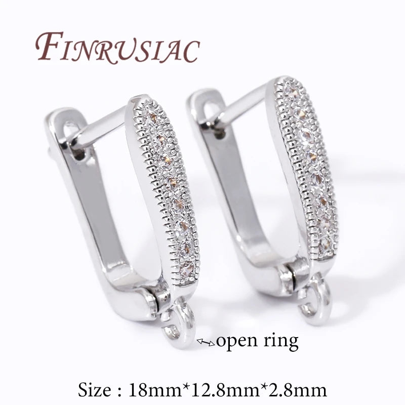 18K Gold Plated Zircon Earring Hook Clasps – DIY Findings Earring Hook Findings P3 Rhodium Plated 2 pairs
