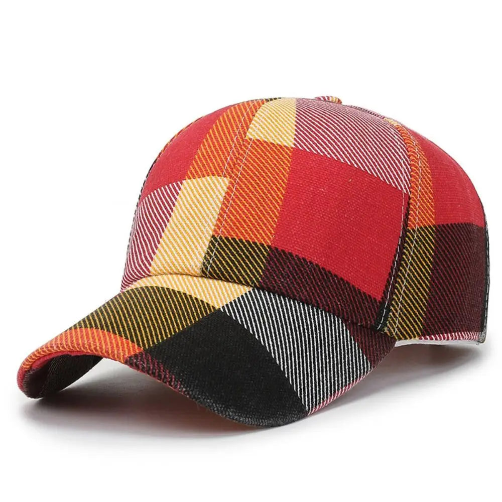 Plaid Baseball Cap – Unisex Adjustable Sun Hat | 4 Colors Baseball Cap P3 red