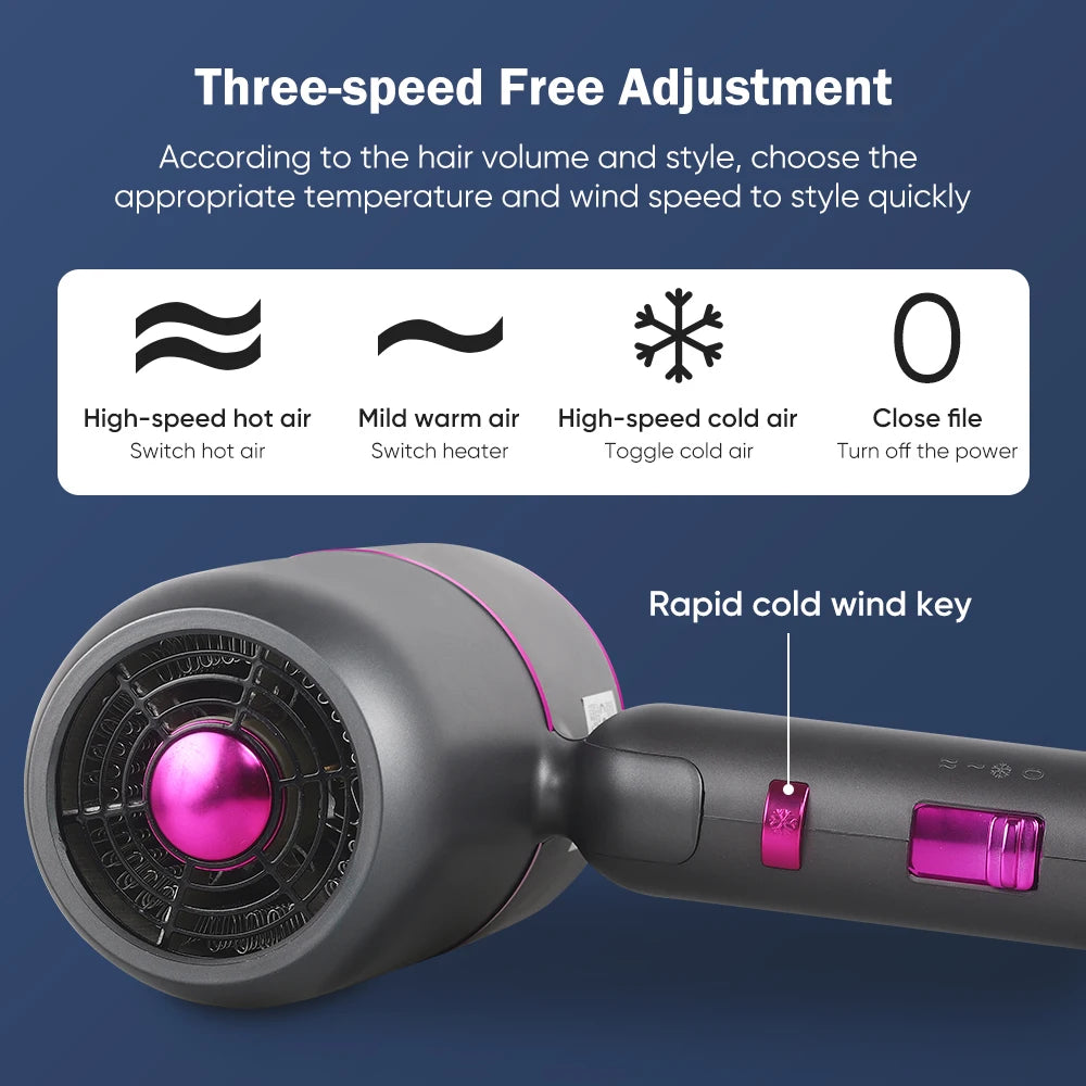 Professional 2000W Foldable Ionic Hair Dryer – Low Noise Black Hair Dryer P3