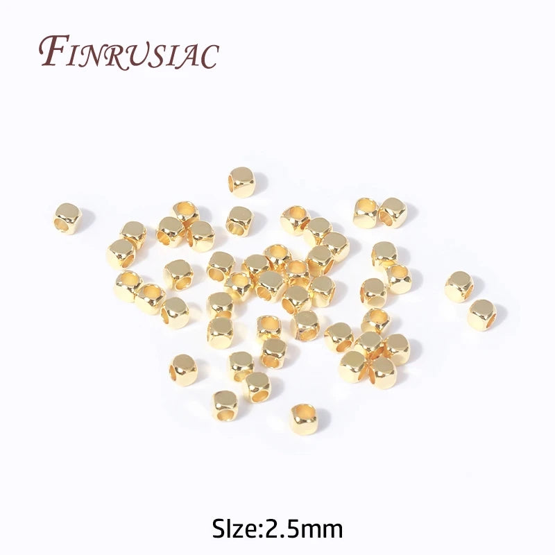 18K Gold Plated Square Cube Brass Spacer Beads 1.5–2.5mm DIY Jewelry Making Beads P3 18K Gold Plated2.5MM 100 pcs