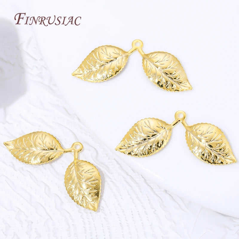 18K Gold Plated Leaf Charms & Connectors | DIY Jewelry Making Jewelry Charms Connectors P3