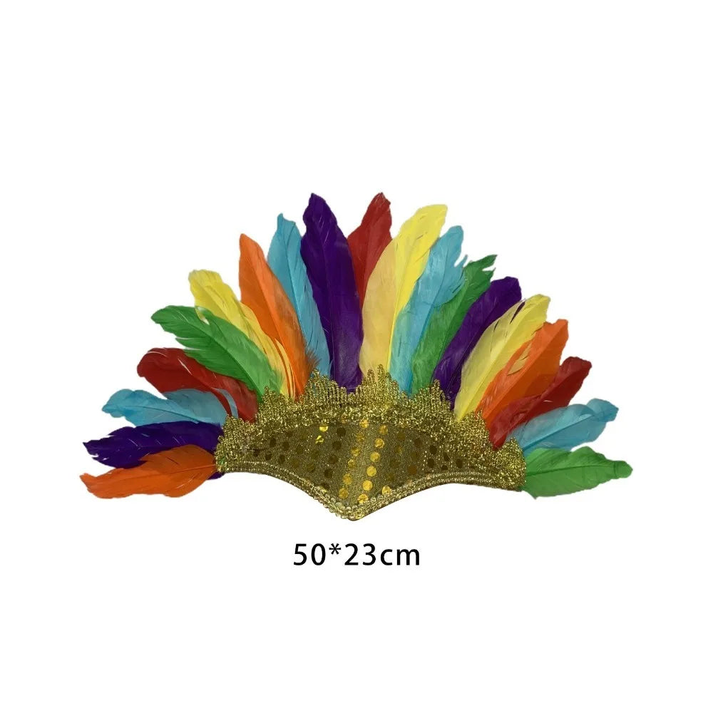 Colorful Feather Headdress – Adjustable Fancy Dress Party Hat Feather Costume Headwear P3