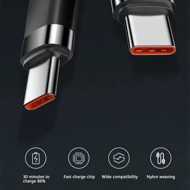 120W USB-C Braided Fast Charging Cable – PD 6A Quick Charge USB-C Charging Cable P3