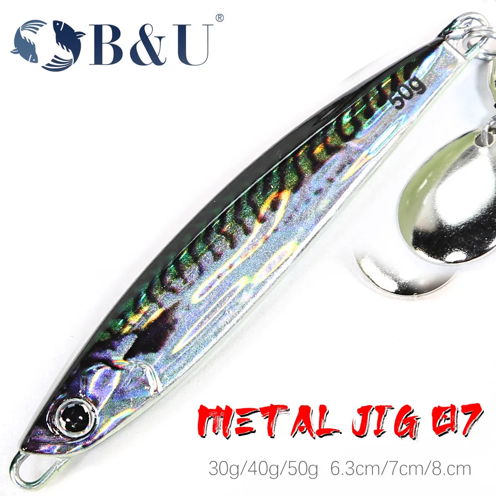 B&U 3D Metal Jig Spoon Lure 30g 40g 50g – Pike Trout Fishing Metal Jig Lure P3