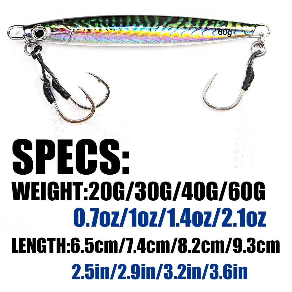 B&U 3D Metal Jig Spoon – UV Rattle Saltwater Fishing Lure Metal Fishing Jig P3