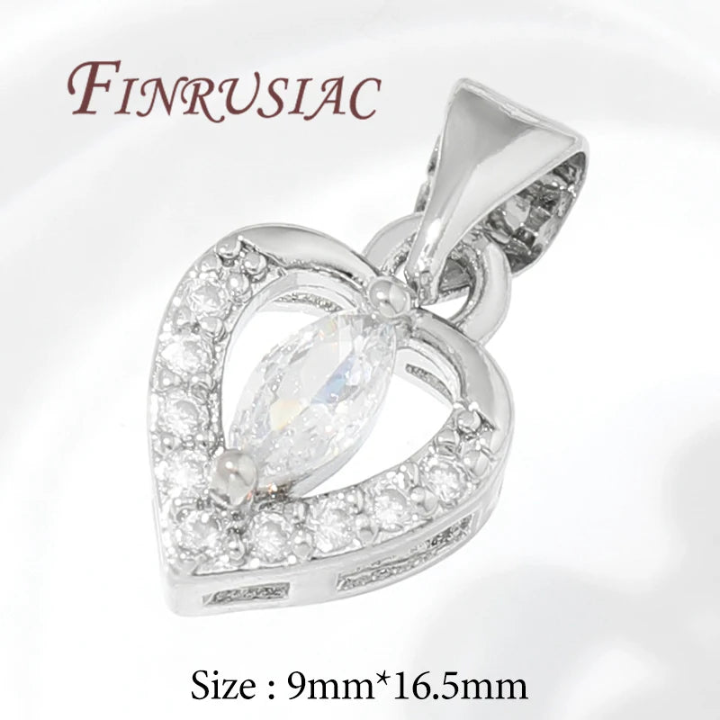 18K Gold Plated Zircon Charms – Sun Heart Star Pendants DIY Jewelry Charms Pendants P3 Rhodium Plated 1 piece