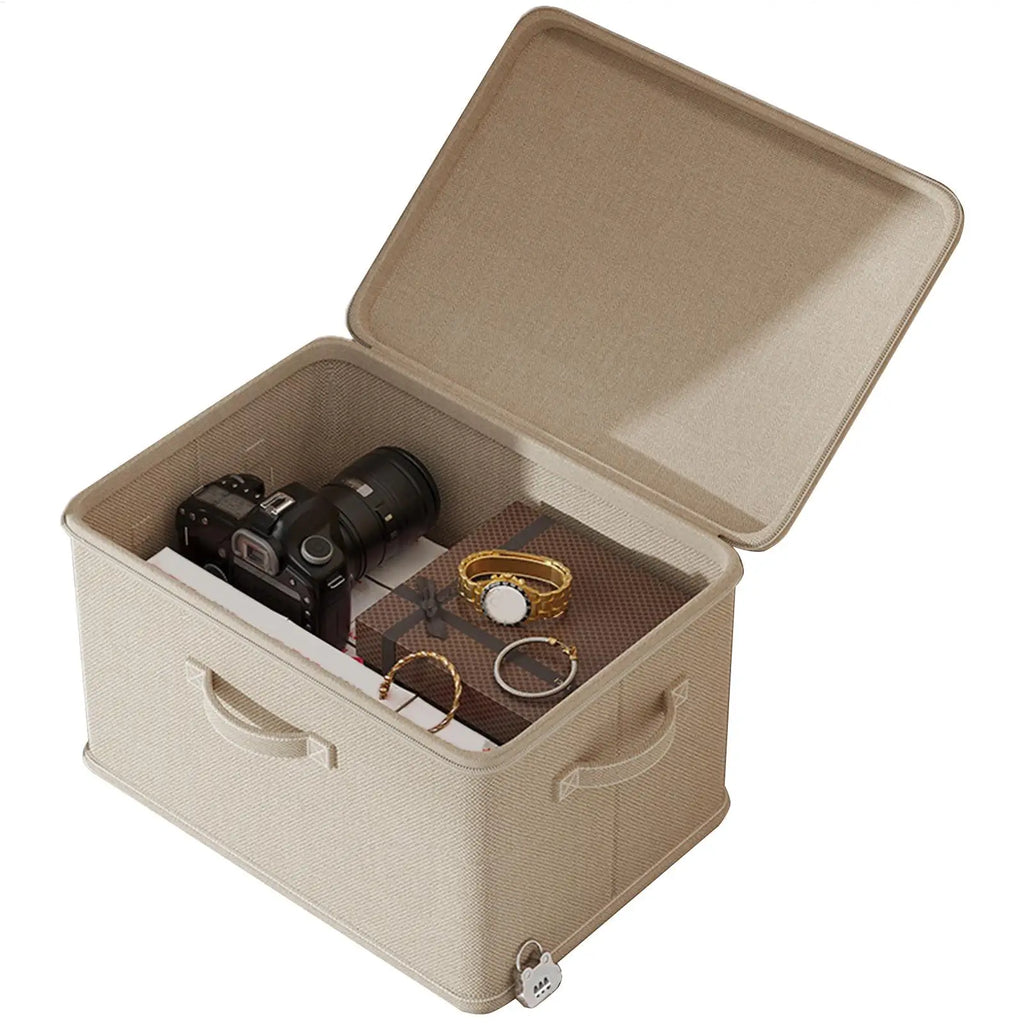 Lockable Storage Box with Handle – Stackable Organizer Bin Lockable Storage Bin P3