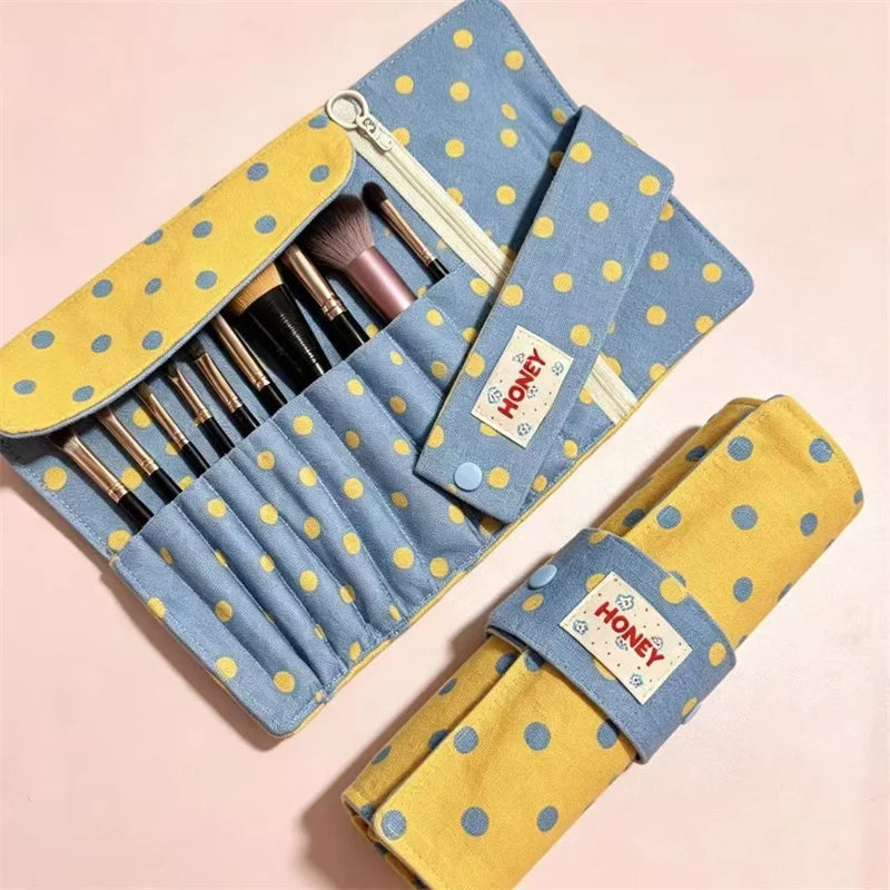 Foldable Canvas Makeup Brush Roll Bag | Large Capacity Case Makeup Brush Bag P3