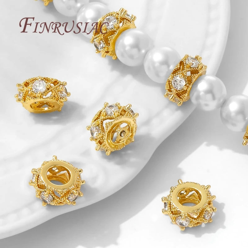 18K Gold Plated Zircon Round Spacer Beads – DIY Jewelry Making Jewelry Spacer Beads P3