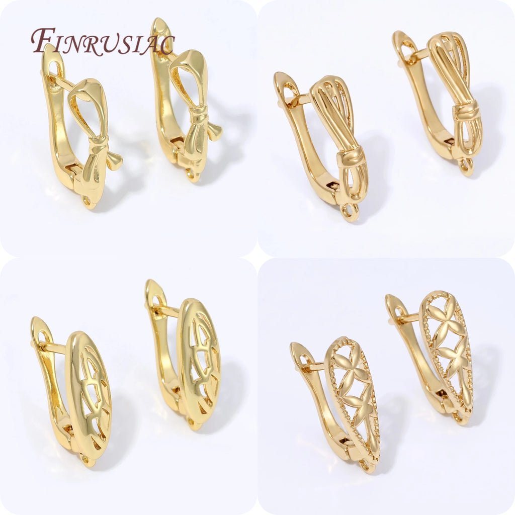 18K Gold Plated Lever Back Earring Clasps – Bowknot Hollow Flower Earring Clasps Findings P3