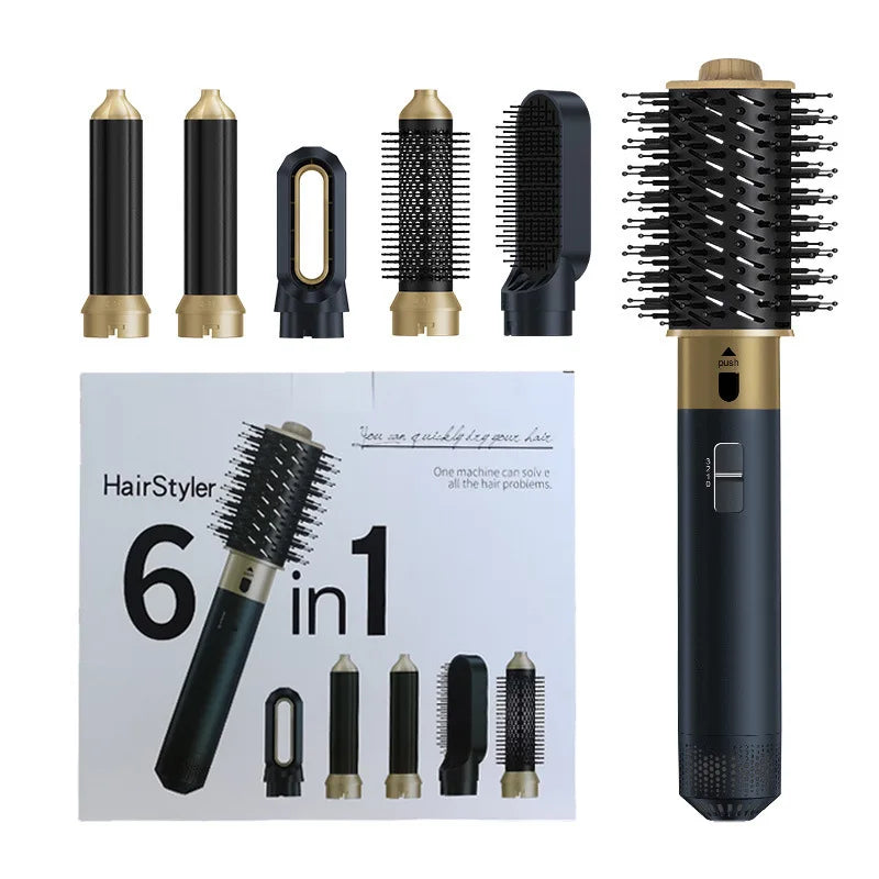 6-in-1 Ionic Hair Dryer Brush – Curl, Straighten & Dry Hot Air Hair Styler P3 1200W US