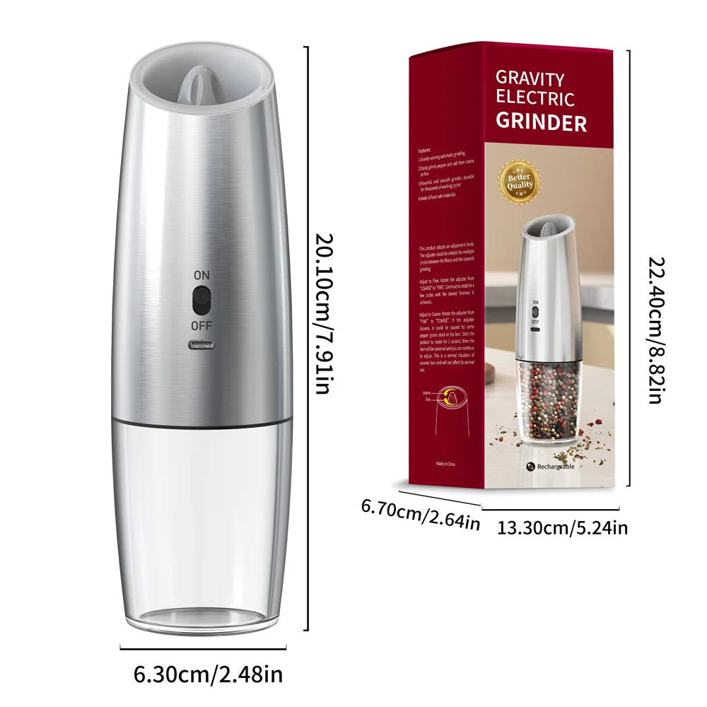 CLITON Electric Salt & Pepper Grinder – USB Rechargeable Set Electric Spice Grinder P3