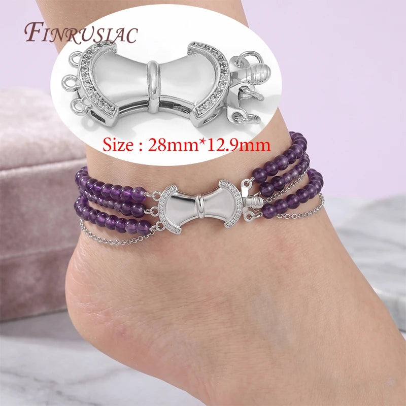 14K Gold Plated CZ Micro Pavé Clasp Connector | DIY Jewelry Jewelry Clasp Findings P3 Rhodium Plated 2 pieces
