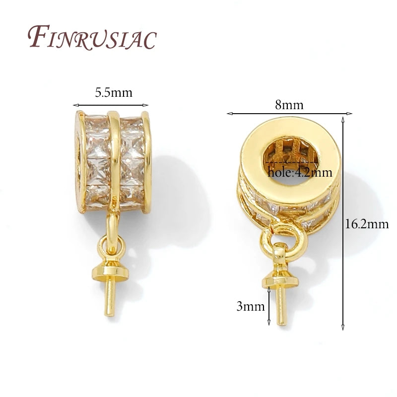 18K Gold Plated Brass Zircon Pearl Charm Pendants – DIY Jewelry Jewelry Charm Pendant P3 18K Gold Plated 5 pcs