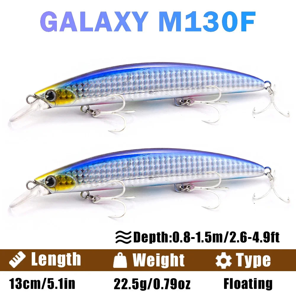 B&U 130mm Floating Minnow Lure – Saltwater Jerkbait Wobbler Fishing Lure P3