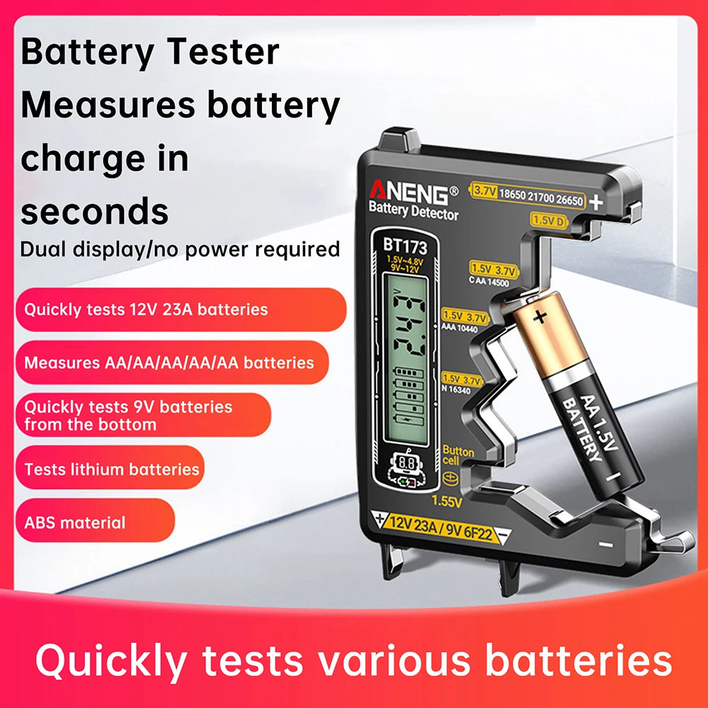 Gaqqee BT173 Digital Battery Tester – AA AAA 18650 9V Battery Tester P3