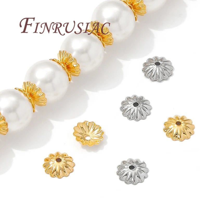 50Pcs 18K Gold Plated 6mm Flower Bead Caps for Jewelry Making Jewelry Bead Caps P3