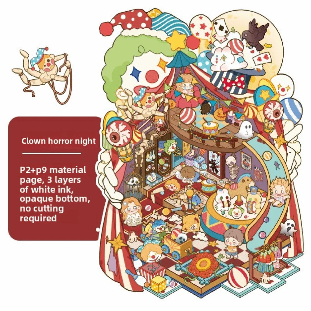 Horror 3D Miniature Scene Sticker Book – 20 Sheets DIY Craft Kids Sticker Book P3