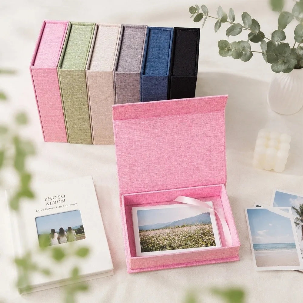 Linen Fabric Photo Storage Box – Flip Lid & Magnetic Close Fabric Storage Box P3