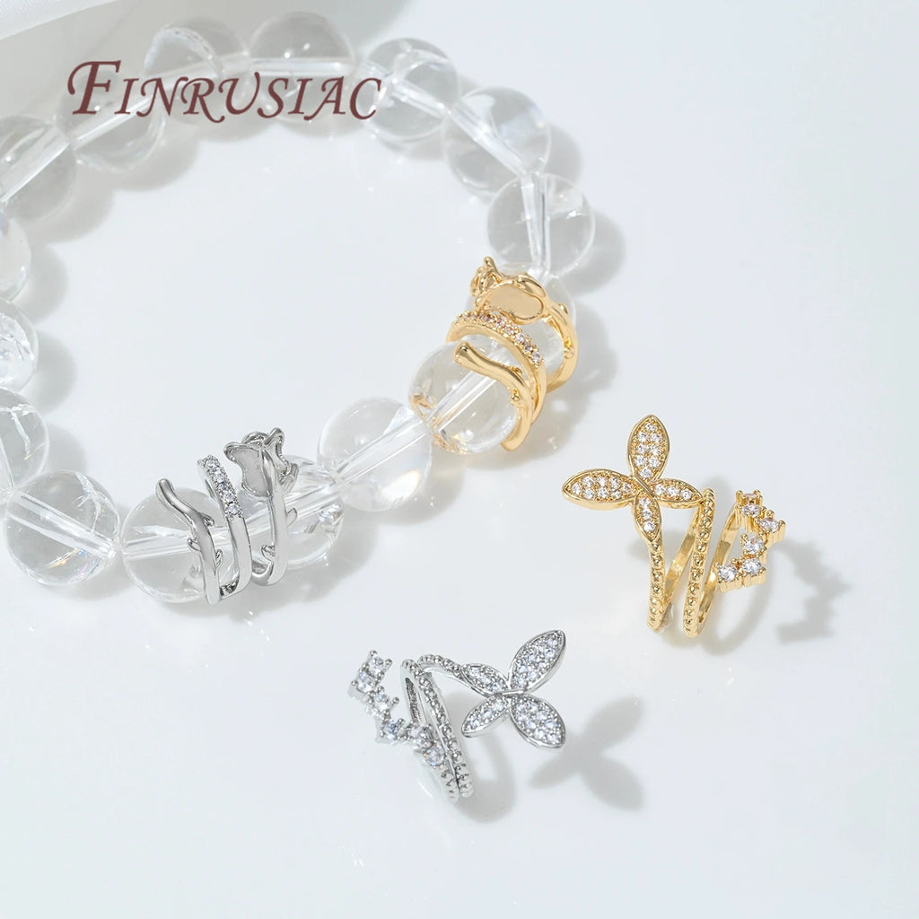 18K Gold Plated Butterfly Brass Zircon Spacer Beads | DIY Jewelry Jewelry Spacer Beads P3