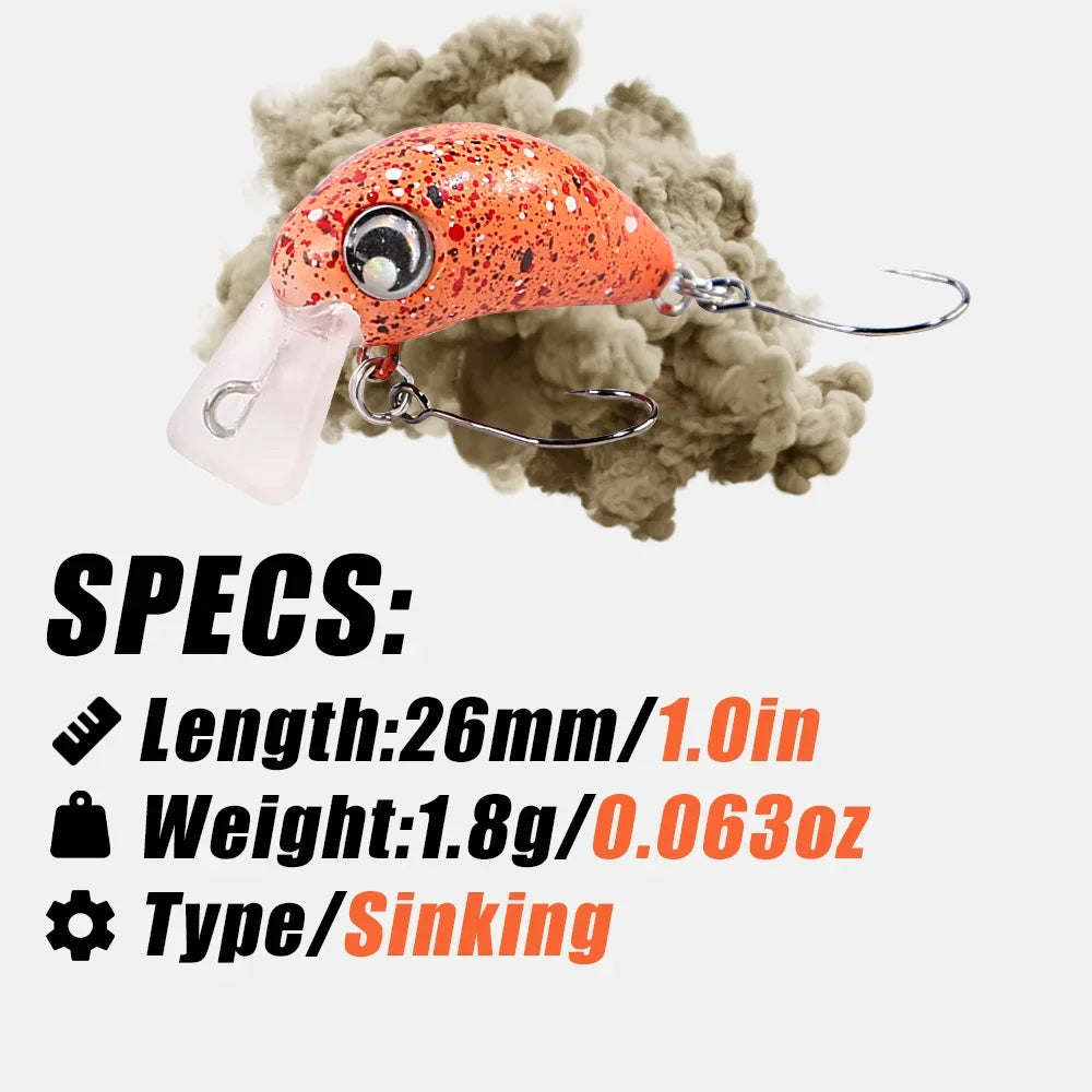 B&U Micro Slow Sinking Crankbait – Trout & Perch Lure Fishing Crankbait Lure P3