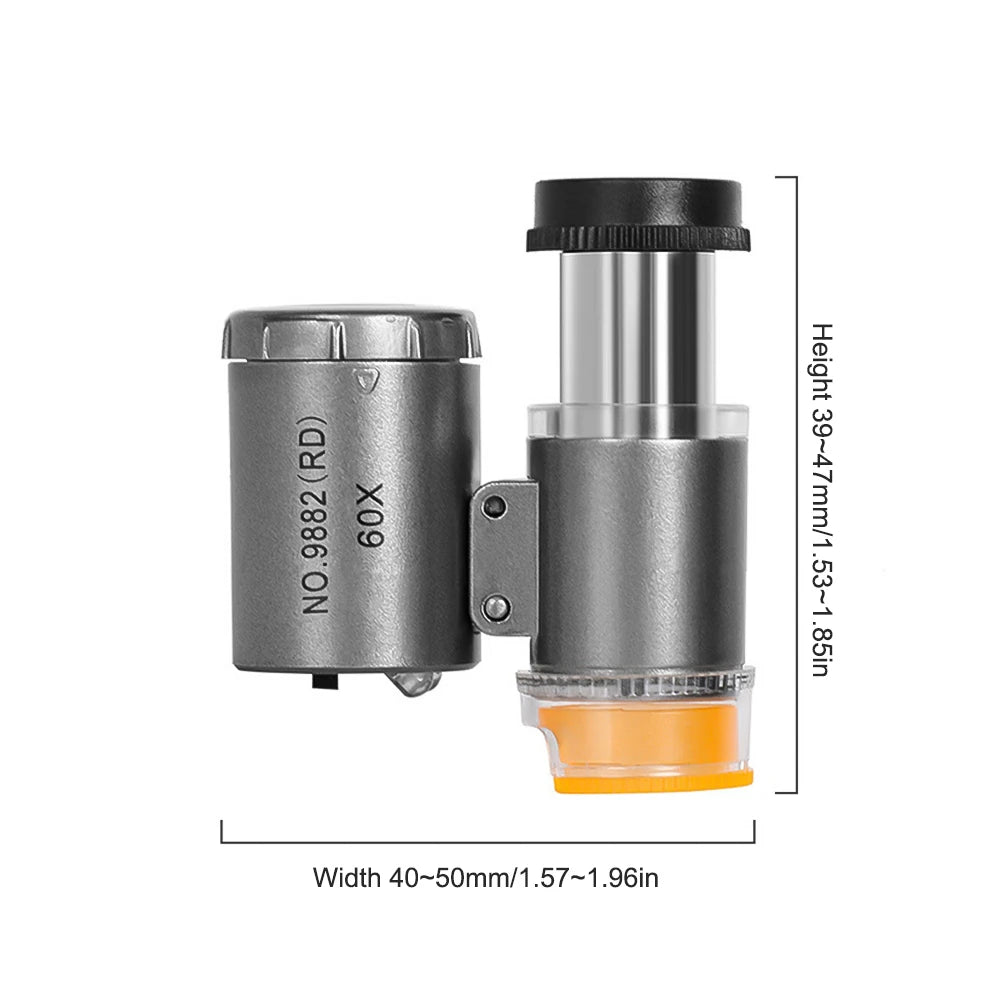 Gaqqee 60x Handheld Magnifier Microscope – 3 LED Lights Handheld Magnifier Microscope P3