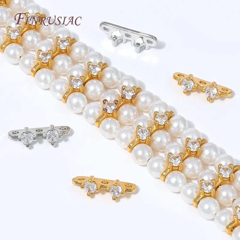 18K Gold Plated CZ 3-Hole Spacer Bar Connector | DIY Jewelry Jewelry Connector Finding P3