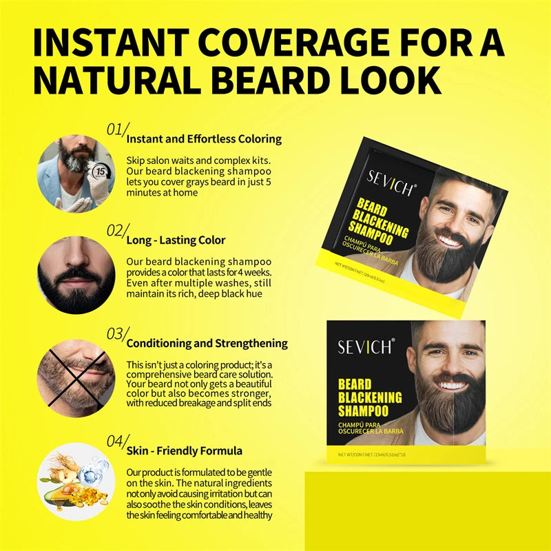 Sevich Black Beard Dye Shampoo – Natural Temporary Color for Men Beard Dye Shampoo P3