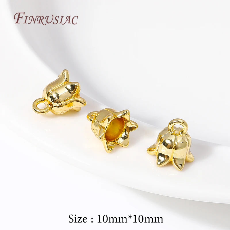 18K Gold Plated Brass Flower Charms – DIY Jewelry Findings