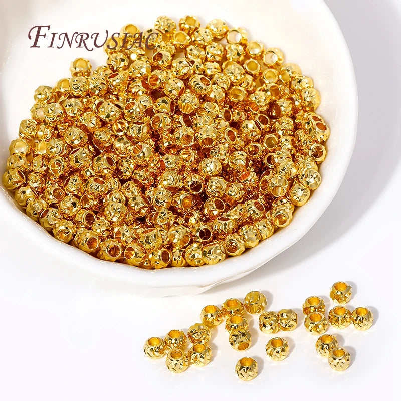 4mm 18K Gold Plated Corrugated Brass Spacer Beads for DIY Jewelry Jewelry Spacer Beads P3