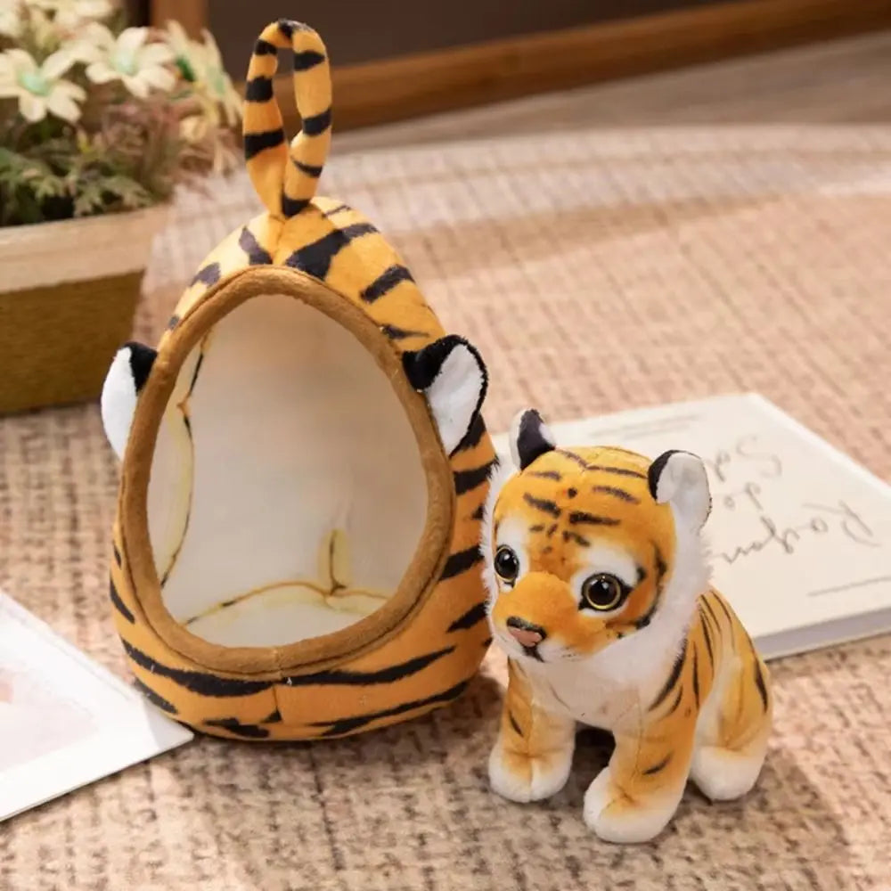 Soft Animal Plush Toy with Nest – Lion Tiger Leopard Doll Gift Animal Plush Toy P3