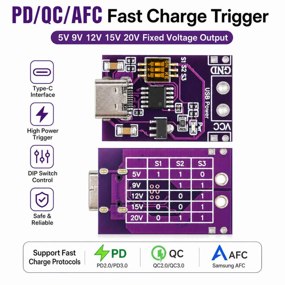 PD QC AFC Fast Charging Trigger Module 5V–20V Type-C Charging Trigger Module P3