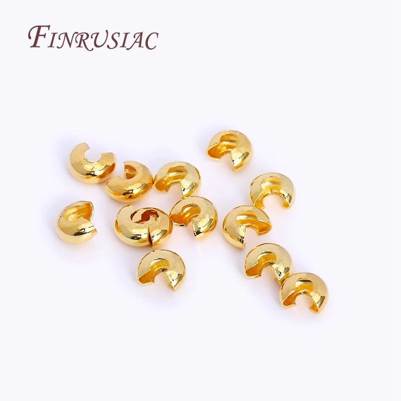 18K Gold Plated Crimp Bead Covers 3mm 4mm | DIY Jewelry Findings Jewelry Findings P3