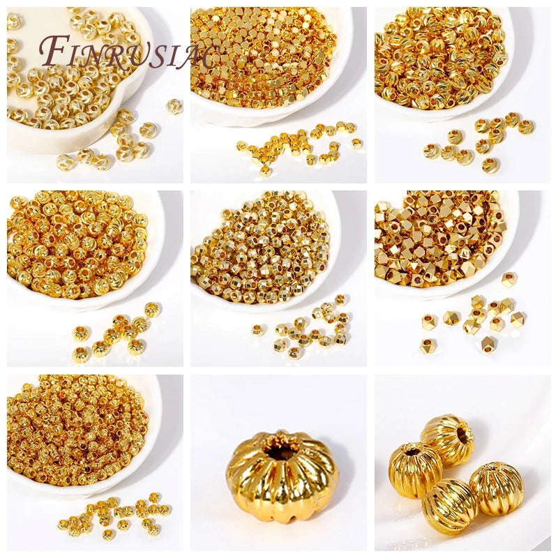4mm 18K Gold Plated Corrugated Brass Spacer Beads for DIY Jewelry Jewelry Spacer Beads P3