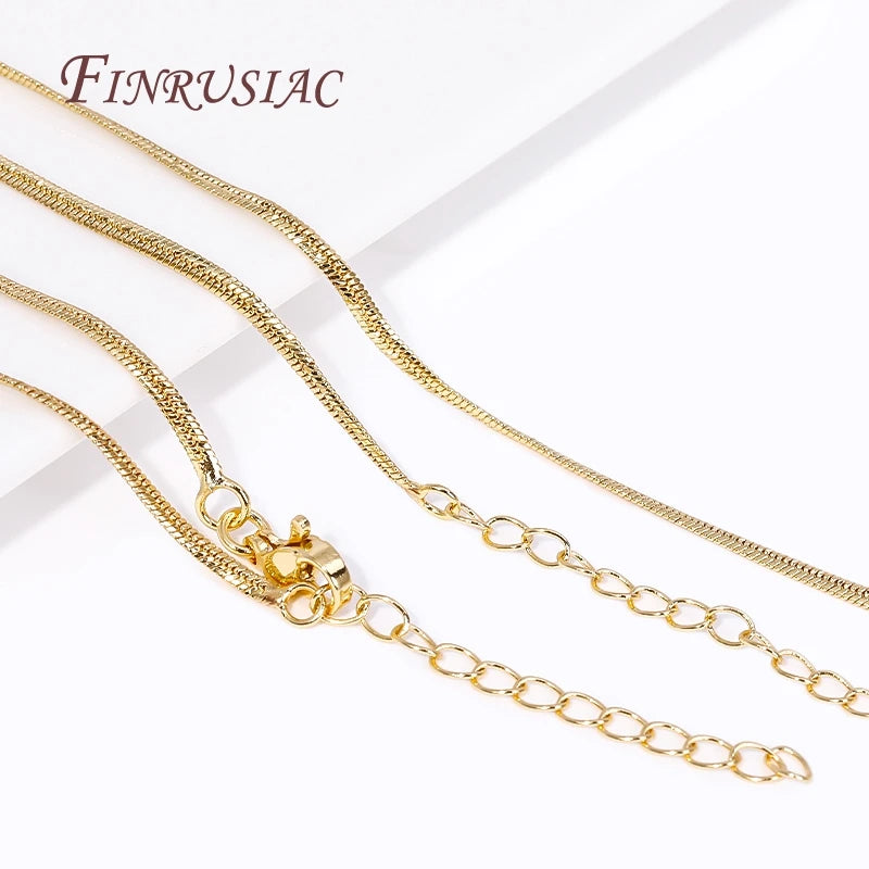 18K Gold Plated Blade Snake Chain Necklace | Brass Unisex Chain Necklace P3