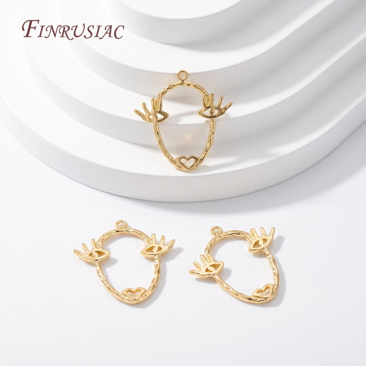 14K Gold Plated Abstract Face Charm Pendant | DIY Jewelry Jewelry Charm Pendant P3