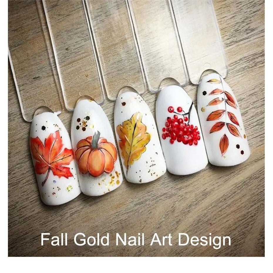 12pcs Fall Gold Maple Leaf Nail Art Water Transfer Stickers Nail Art Stickers P3