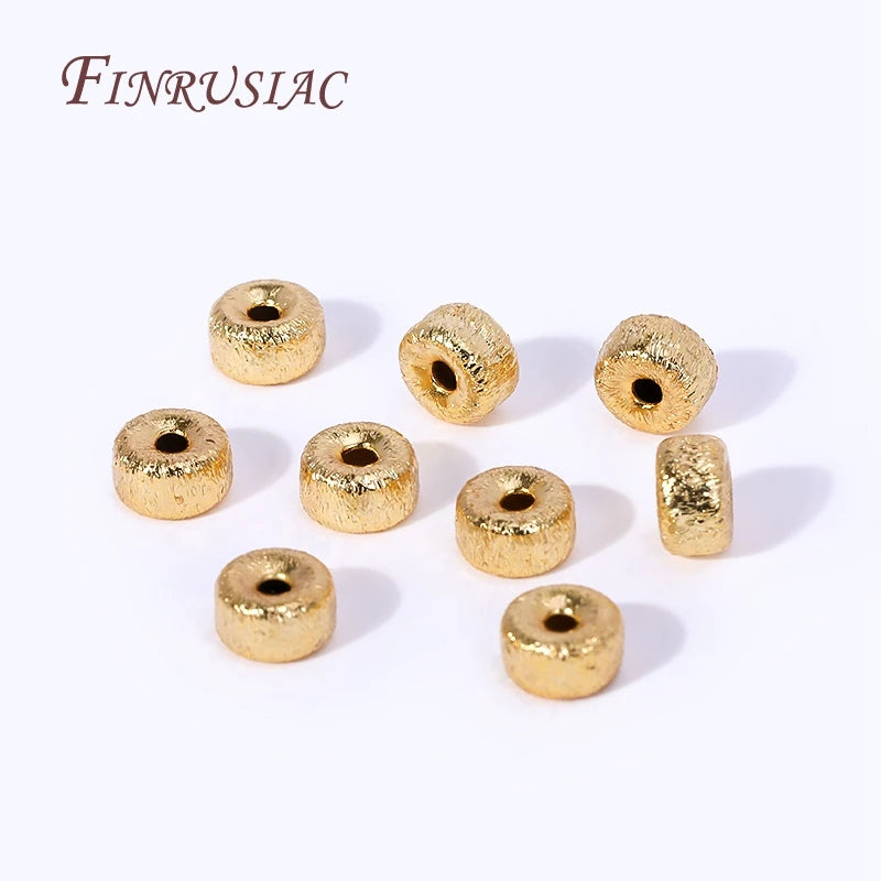 18K Gold Plated Brass Frosted Wheel Spacer Beads 6x4mm DIY Jewelry Spacer Beads P3